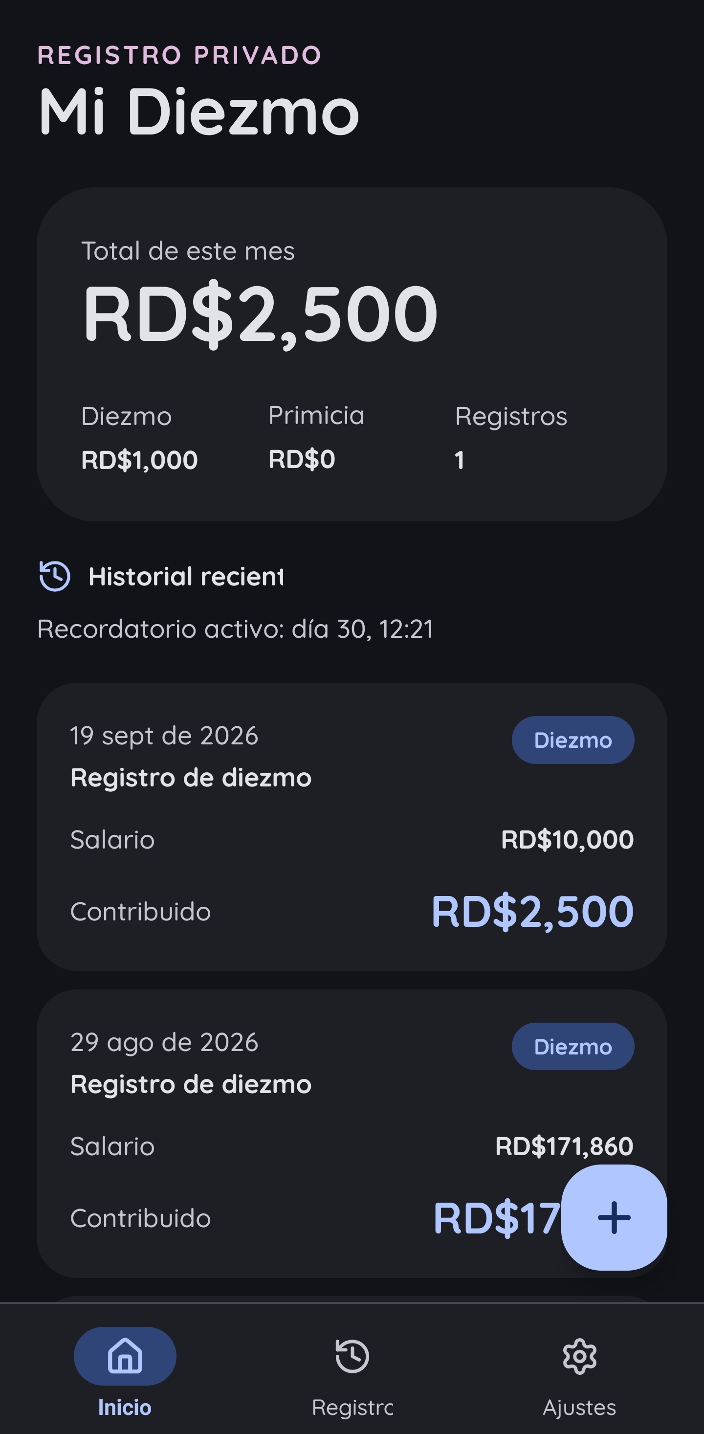 Mi Diezmo Dashboard